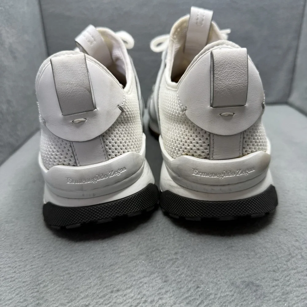 Ermenegildo Zegna Siracusa Men's US 11 White Leather Mesh Sneakers Made in Italy